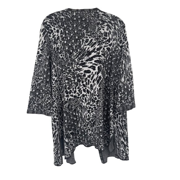 Chicos 3 Easywear Black  White Leopard Print Open Front Cardigan Sweater Size XL - Picture 3 of 5